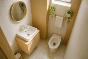 7 Inspirasi Desain Kamar Mandi Sempit dengan Toilet Minimalis 